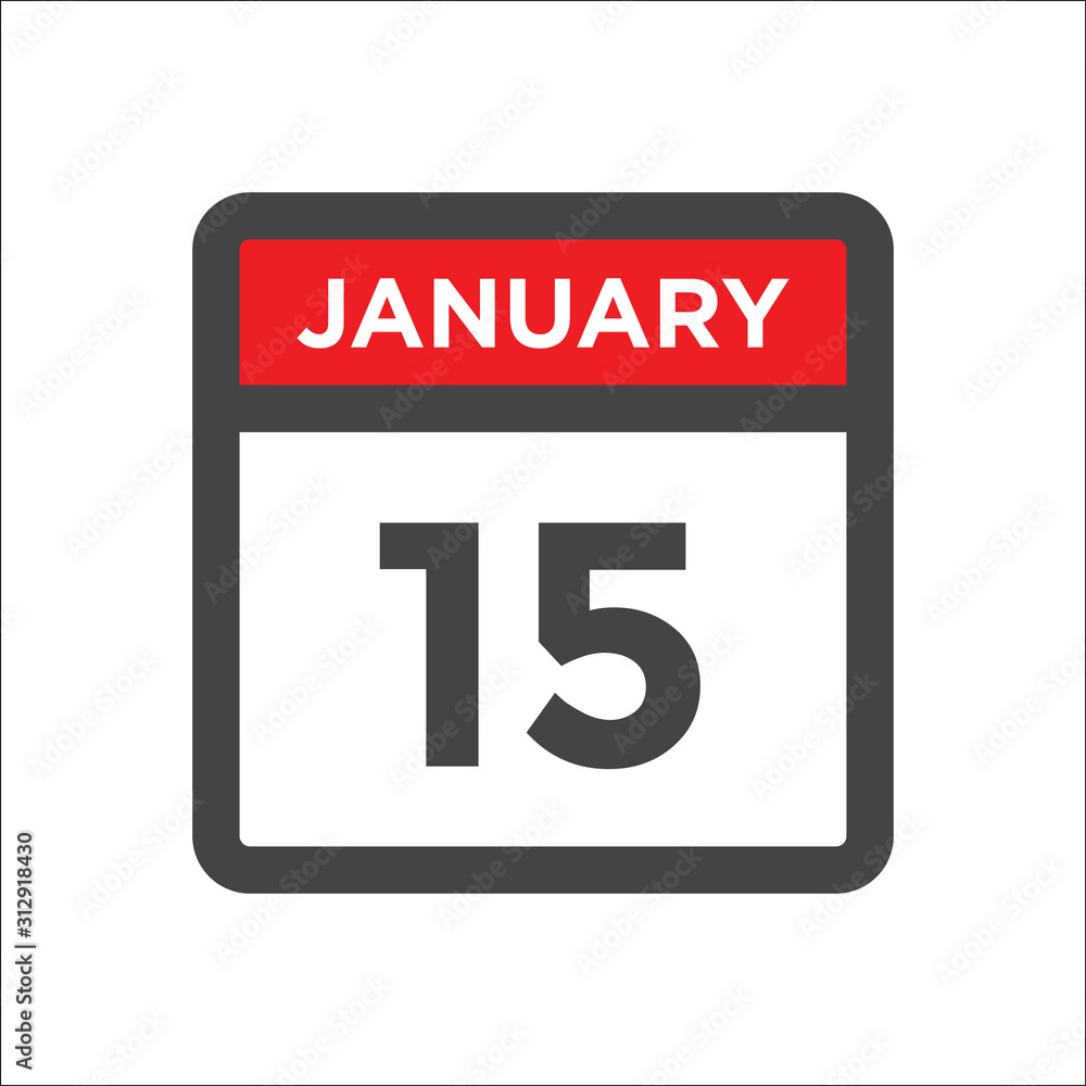 January 15 calendar icon including day of month January 15 calendar icon including day of month
