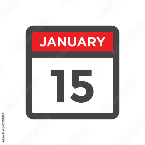 January 15 calendar icon including day of month