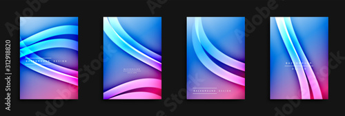 Wallpaper Mural Wave covers set with fluid gradients. Dynamic trendy abstract background with flowing wavy lines. Vector Illustration Torontodigital.ca