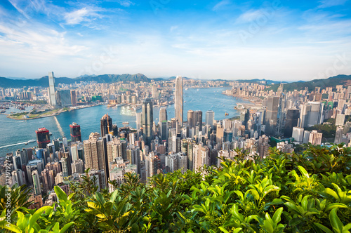 Hong Kong cityscape seen from Lugard Road on Victoria Peak photo