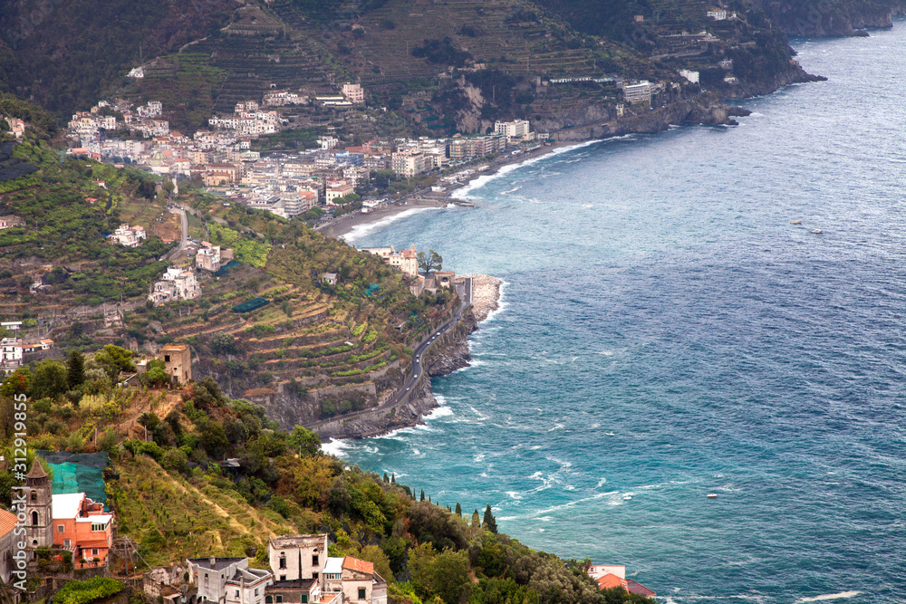 View of Ravello village on the Amalfi Coast in Italy.