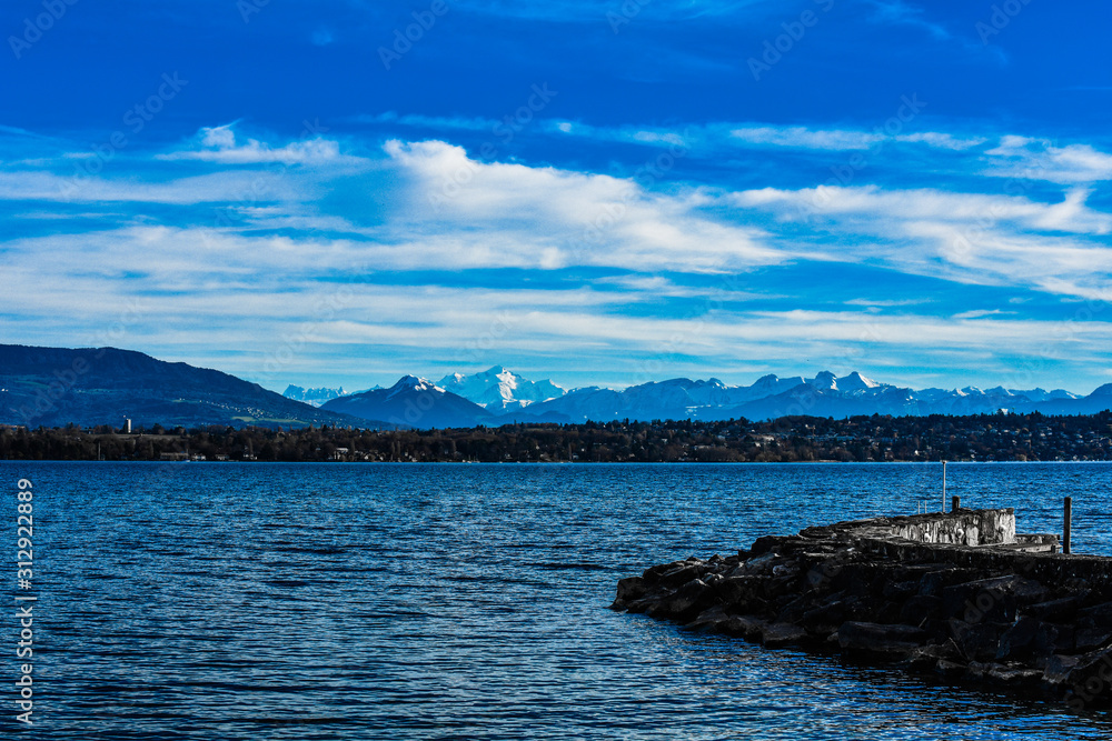 Mont-Blanc from the lake 