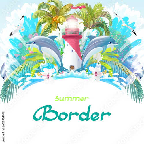 vector cartoon Sea border background