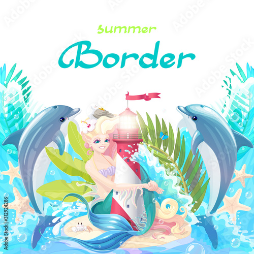 vector cartoon Sea border background