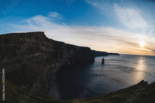 sunset at cliffs of moher