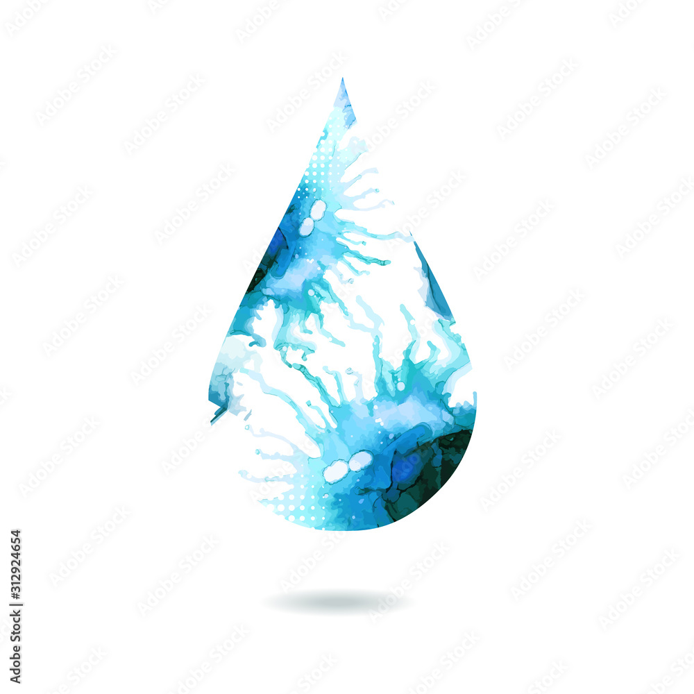 Obraz premium Abstract water droplets of watercolor. Vector illustration