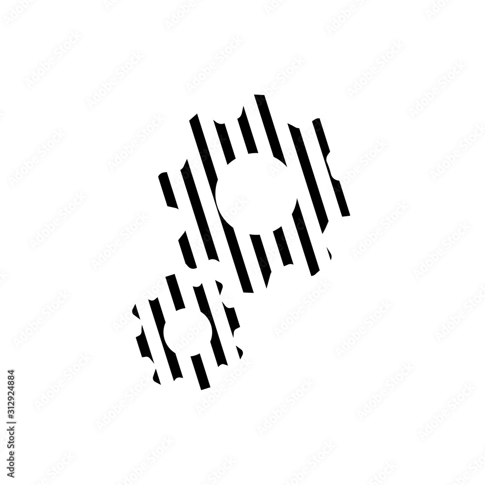 Stripped gear icon vector, flat design best vector icon. Gears made of lines. Stock vector illustration isolated on white background. Stripped gear icon vector, flat design best vector icon. Gears made of lines. Stock vector illustration isolated on white background.
