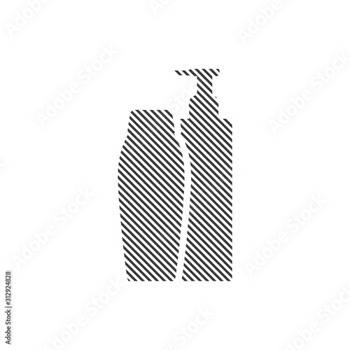 Cosmetic bottle icons. Stripped cosmetics bottle. Cosmetics made out of line. Stock vector illustration isolated on white background.