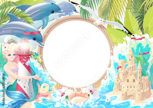 vector tropical sea frame clipart