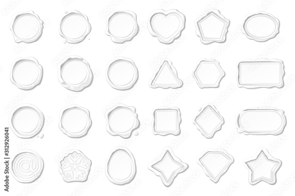 vector white wax seal stamps set vector white wax seal stamps set