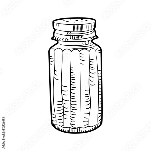 Salt shaker isolated on white background. Сooking ingredient,
