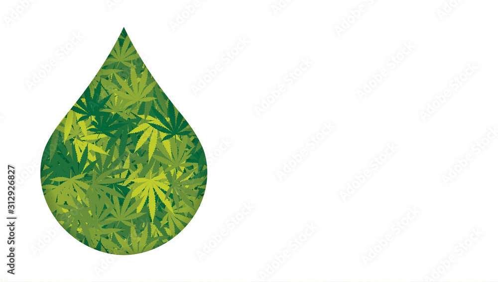 Obraz premium Marijuana and cannabis oil drop vector seamless pattern. Cannabis engraving plant. Marijuana or Cannabis Leaf background. 