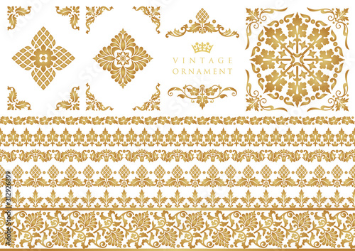 set of decorative design elements. floral frames and borders.