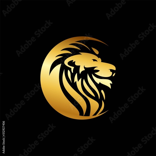 simple animal lion circle vector logo
