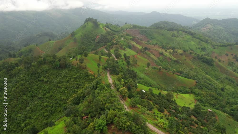 Aerial view of winding mountain roads and beautiful roads suitable for holiday driving in nan thailand Aerial view of winding mountain roads and beautiful roads suitable for holiday driving in nan thailand