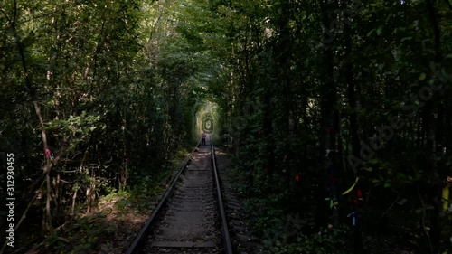 Tunnel of Love in Ukraine, a unique tourist spot in the shape of an arch in a dense forest 2020 photo