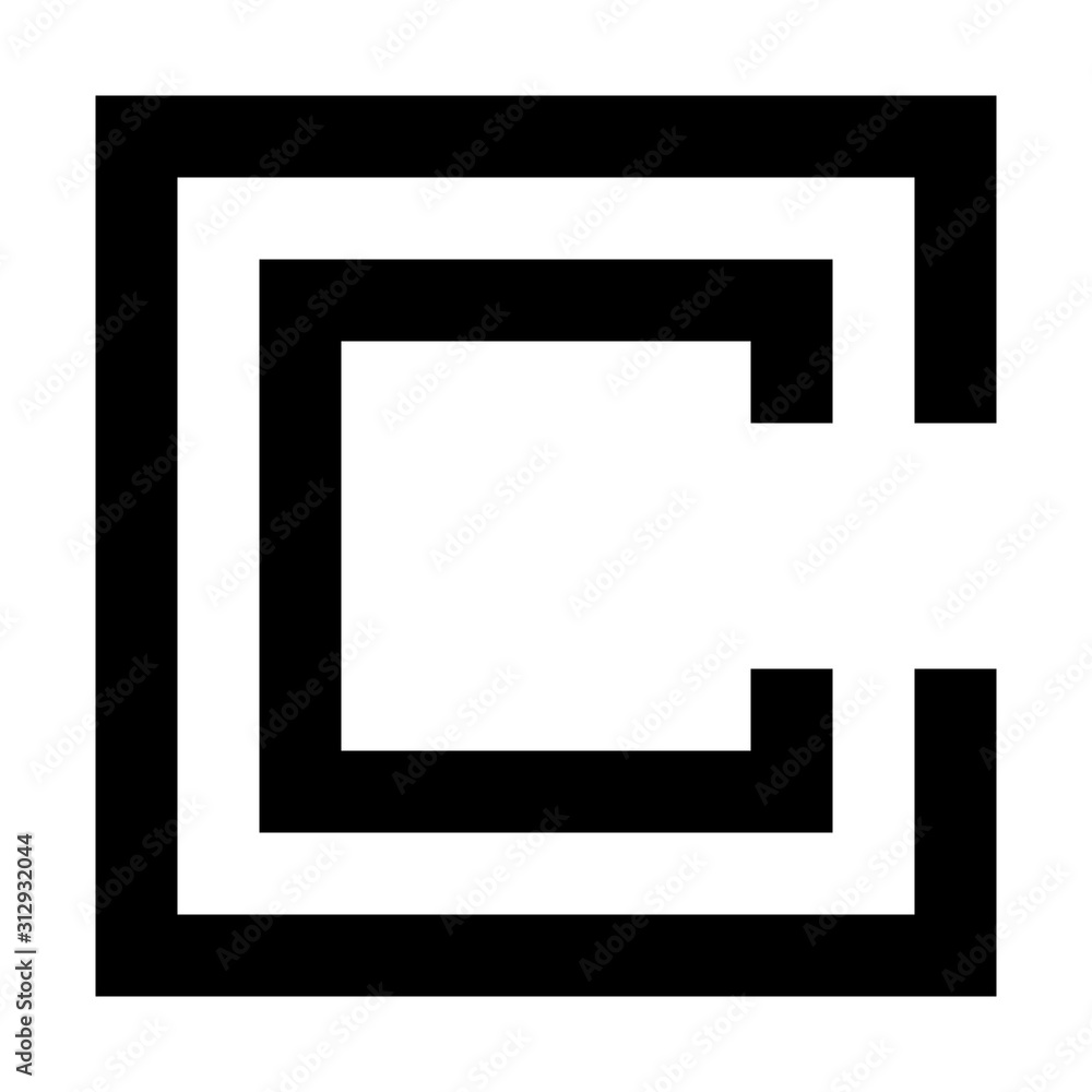 Letters and numbers - square outline font - black letter C - vector Letters and numbers - square outline font - black letter C - vector