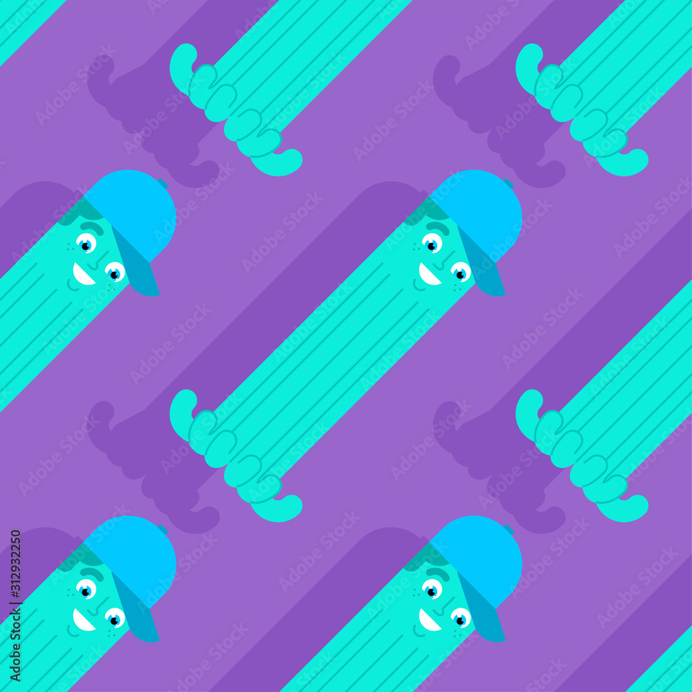 Octopus in cap pattern seamless. Funny poulpe background. Baby fabric ornament. vector texture Octopus in cap pattern seamless. Funny poulpe background. Baby fabric ornament. vector texture