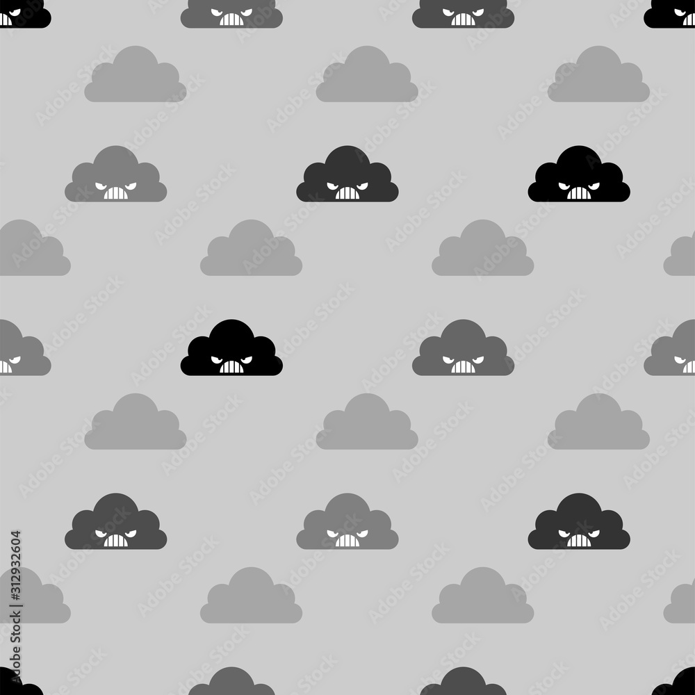 Angry cloud pattern seamless. Thunder and lightning background. Bad weather vector texture
