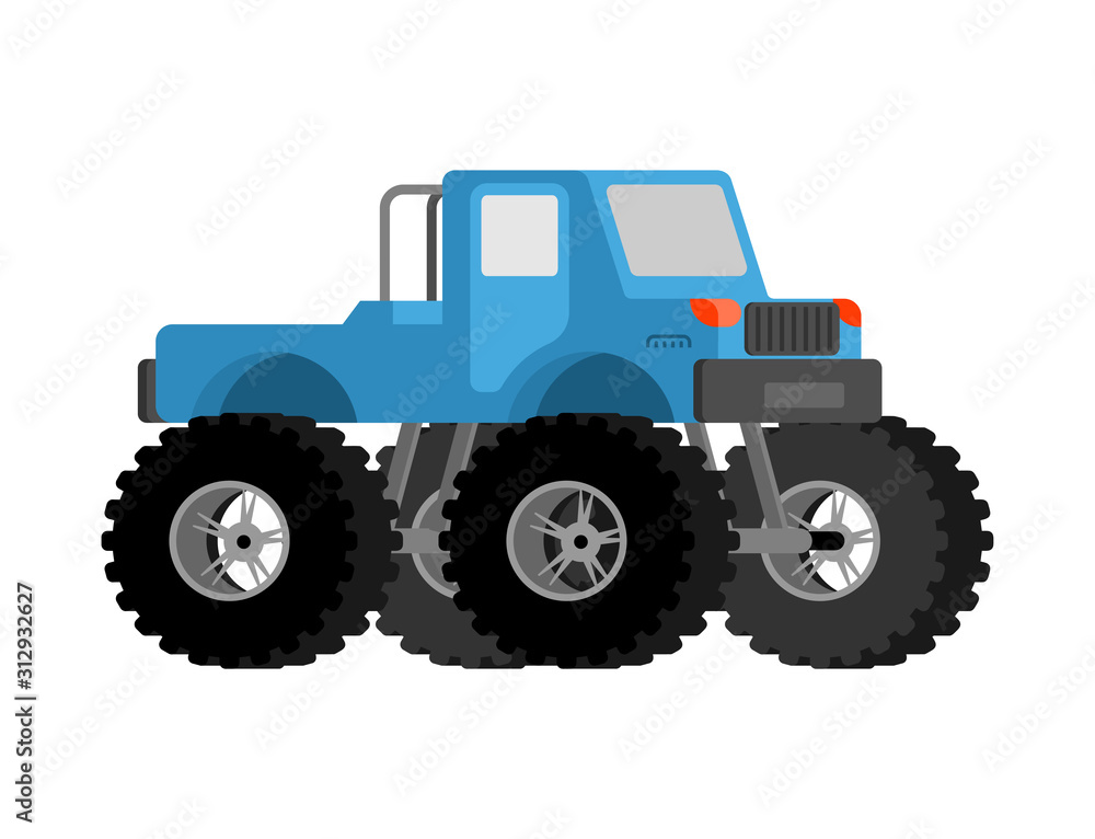 Monster Truck isolated. car on big wheels. vector illustration