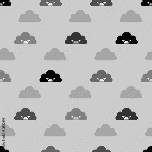 Angry cloud pattern seamless. Thunder and lightning background. Bad weather vector texture