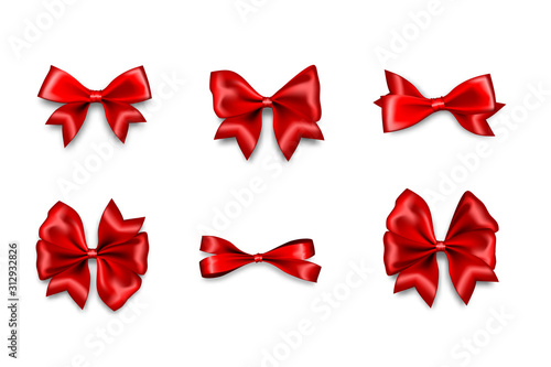 Holiday satin gift bow knot ribbon red