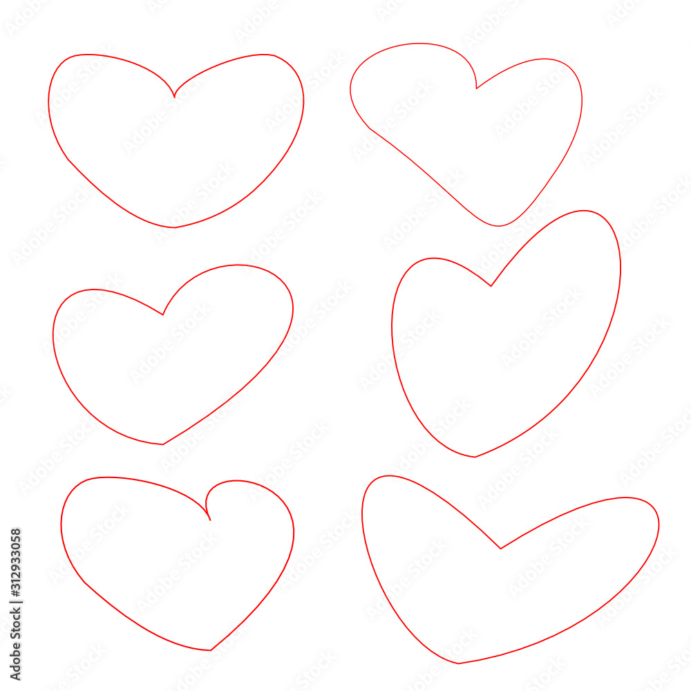 Set of vector simple drawings valentine's day hearts