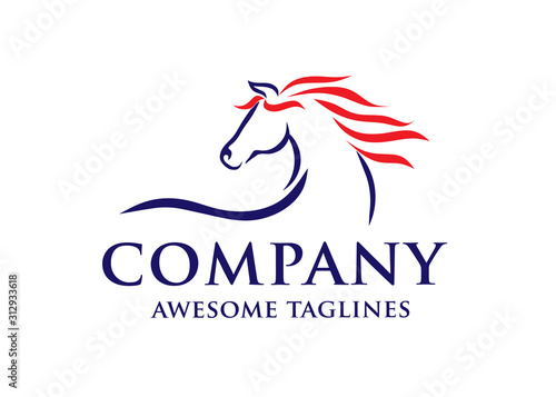 simple horse sketch racing logo template,  equestrian logo vector