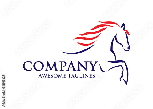 simple horse sketch racing logo template,  equestrian logo vector