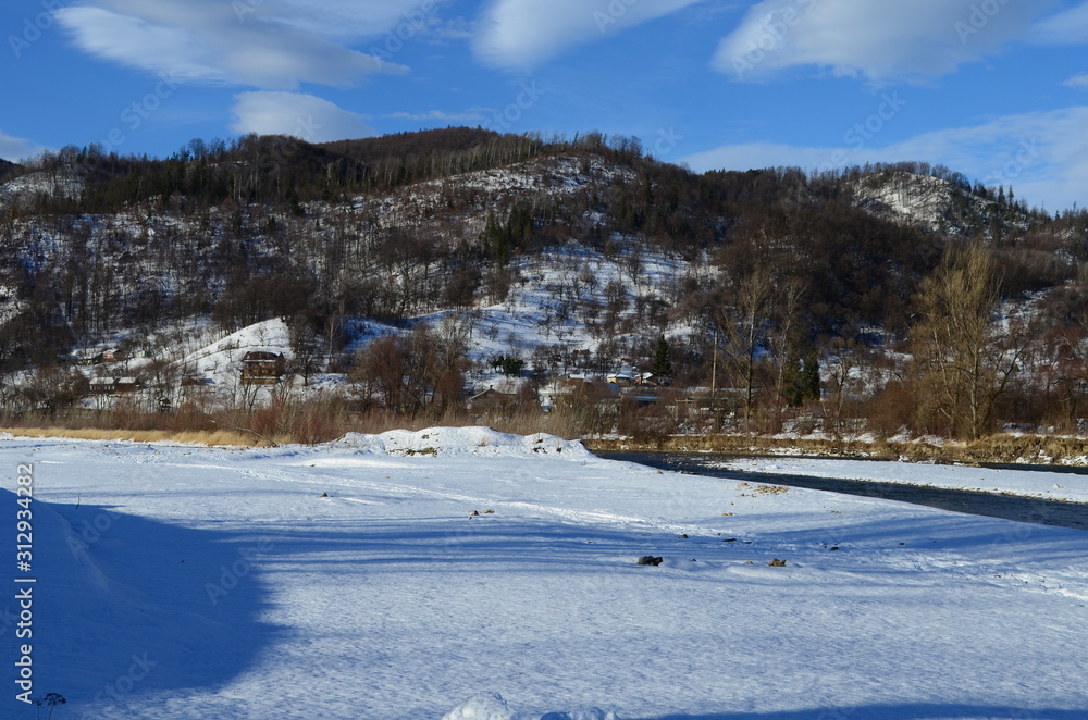 winter landscape in the forest with snow winter landscape in the forest with snow