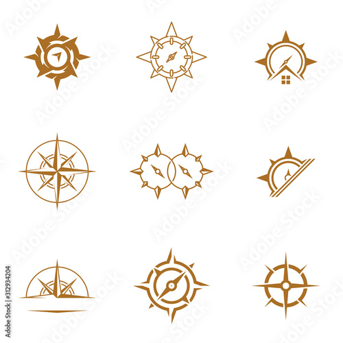Set of Creative Compass Logo design Template vector icon illustration