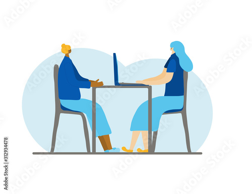 People sitting in the chair. Vector person.