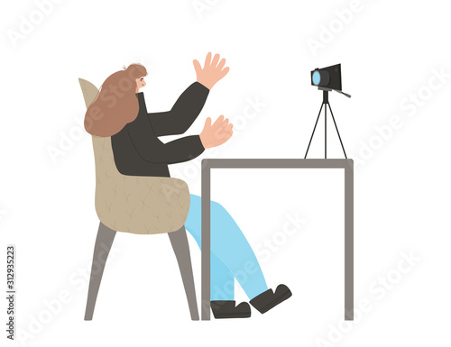 People sitting in the chair. Vector person.