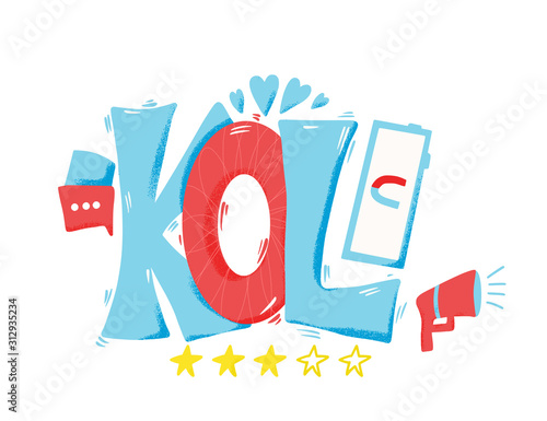 Kol text. Key opinion leader quote. Vector word.