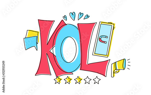 Kol text. Key opinion leader quote. Vector word.