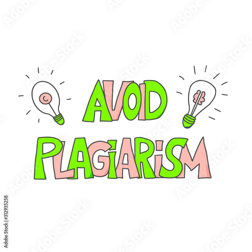 Stop plagiarism hand drawn text. Vector lettering.