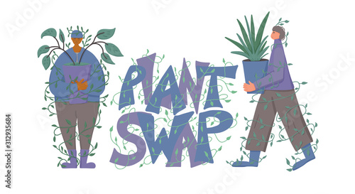 Plant swap lover concept Hand drawn vector text
