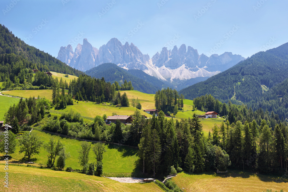 Mountain views near Santa Magdalena, Val di Funes, Dolomite Alps, Italy
