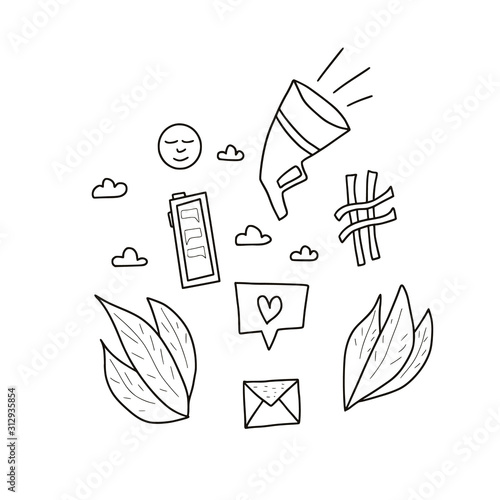 SMM text. Hand drawn social media marketing phrase
