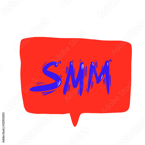SMM text. Hand drawn social media marketing phrase