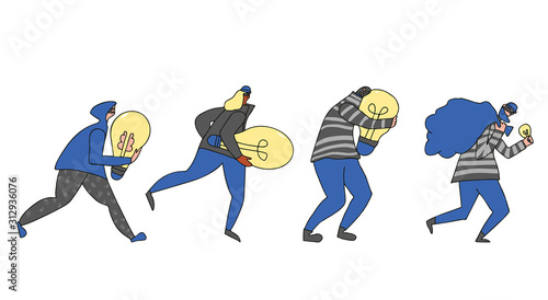 Plagiarism concept. Vector hand drawn property set