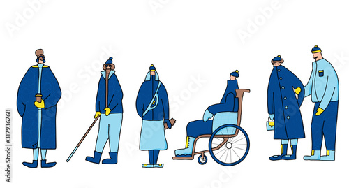 Winter people dressed in warm outdoor clothes.