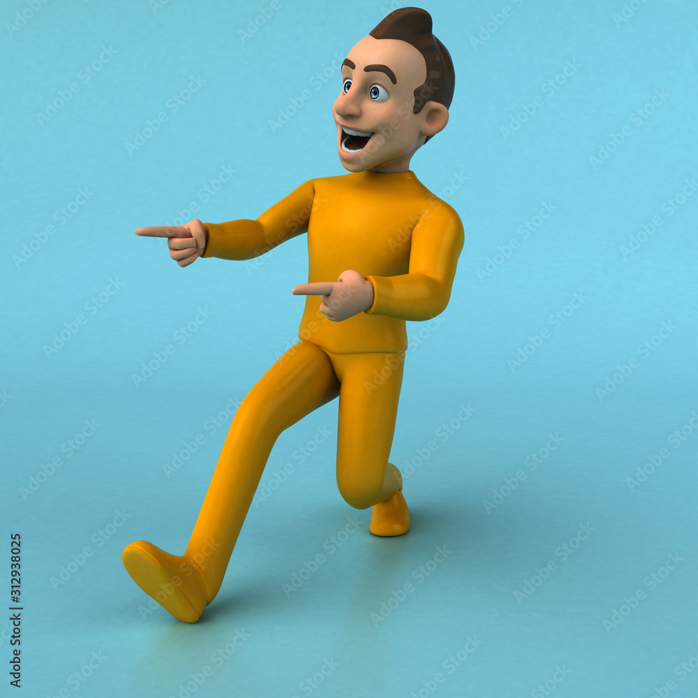 Fun 3D cartoon yellow character Fun 3D cartoon yellow character