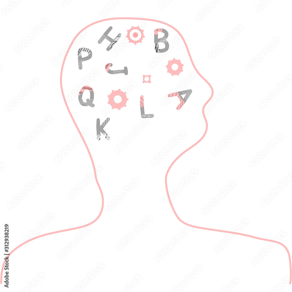 Dyslexia concept Vector sign with stylized letters Dyslexia concept Vector sign with stylized letters