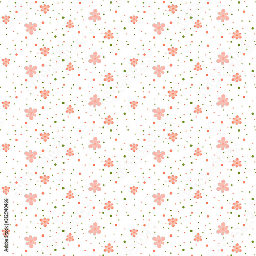 Tender, spring, pink-green, seamless floral pattern