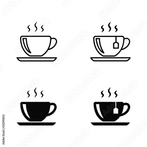 set of tea cup isolated icon