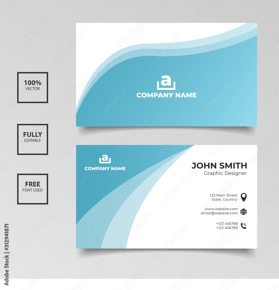 Blue creative gradient business card template design