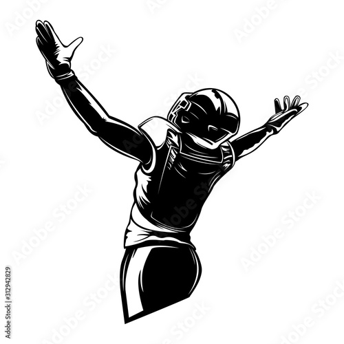 American football player. Quarterback isolated on white. Super bowl sport theme vector illustration.