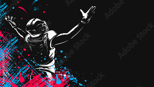 American football player. Quarterback isolated on white. Super bowl sport theme vector illustration.
