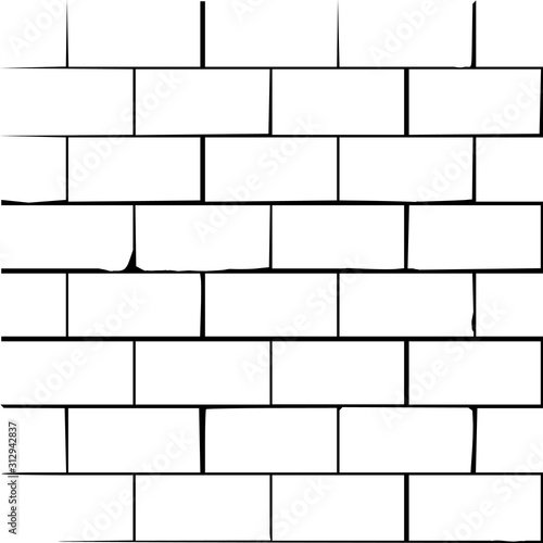 White handdrawn brickwall background with grunge effect. vector illustration